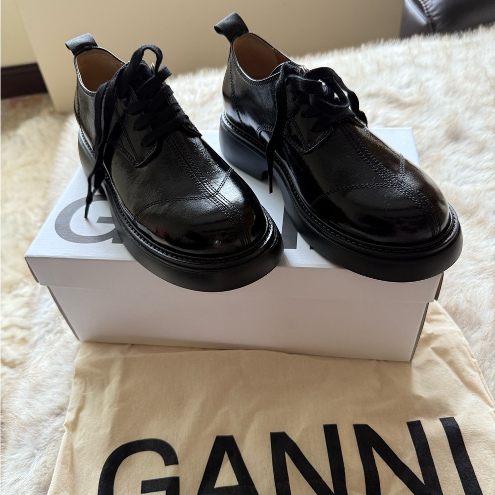 Ganni Black Oxford Derbys with Chunky Sole